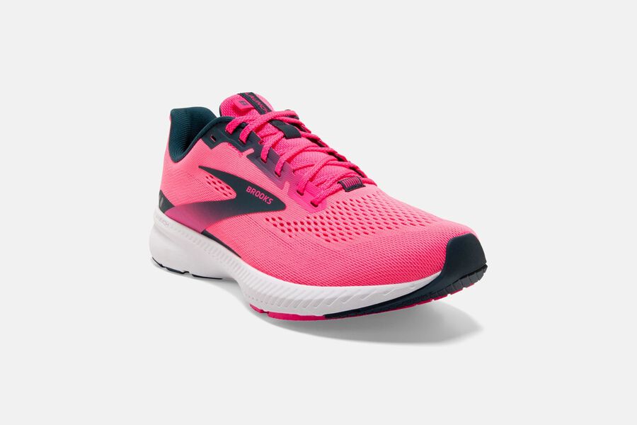 Brooks Launch 8 Road Running Shoes Womens - Pink/Navy - FRVHS-0541